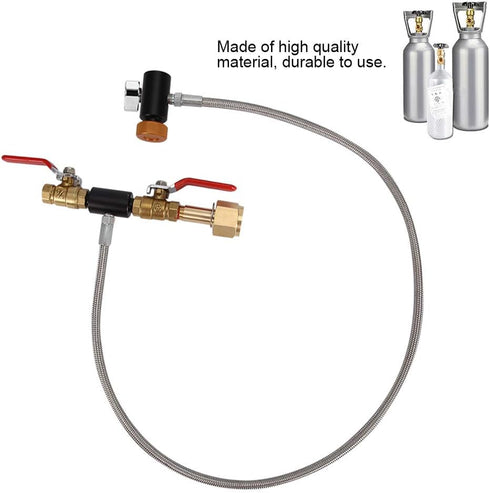 G1/2 CO2 Cylinder Refill Adapter with Hose for Filling 36" with Gauge and 2 Turn On/Off Valves