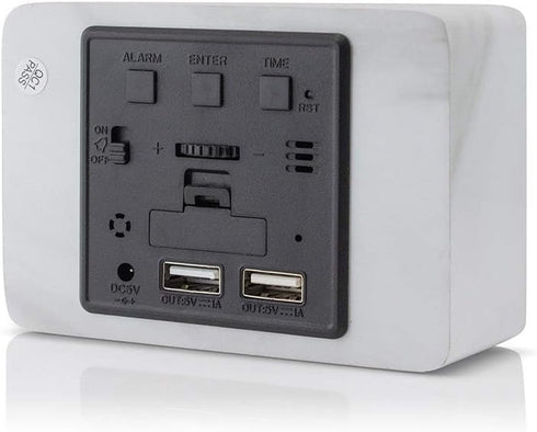 OCT17 Marble Pattern Alarm Clock, Multi-Function LED Digital Clock with USB Power Supply