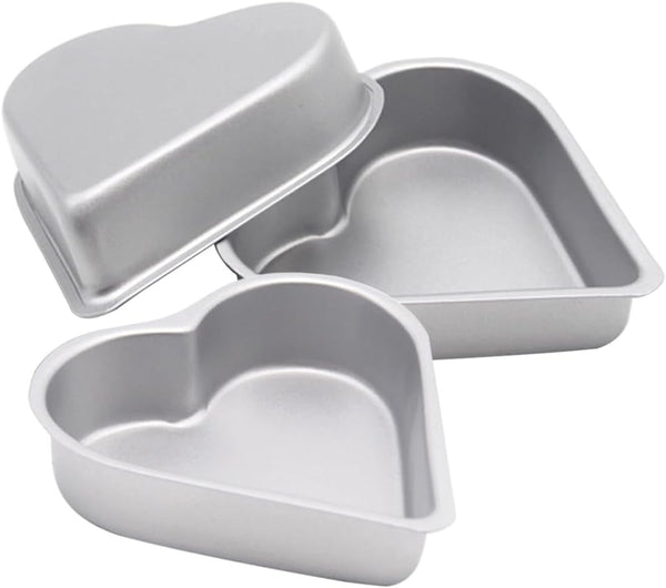 Heart Baking Pans, 3pcs Bakeware Cups for Jelly, Chocolate, Cheesecake, Non-stick Metal Kitchen