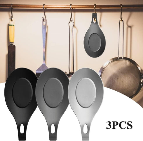 3 PCS Heat Resistant Silicone Spoon Rest for Stove Top, Flexible Kitchen Utensil Holder for Cooking Spatula, Ladle