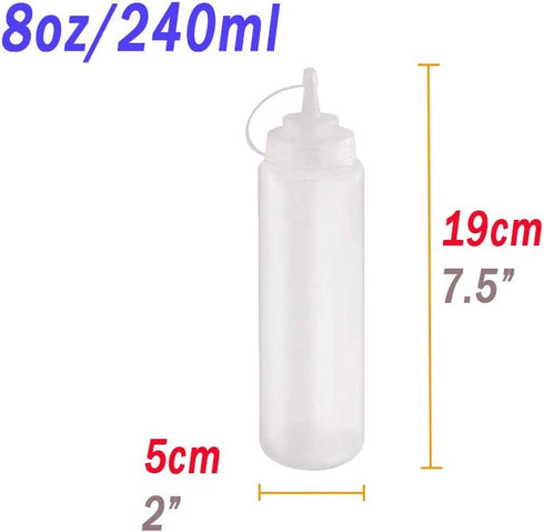 15 PCS 8oz Squeeze Bottles, Plastic Condiment Bottles with Twist On Cap for Sauces and Paint
