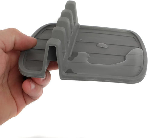 Lily's Home Large Silicone Spoon Rest with Drip Pad, Kitchen Utensil Holder for Grill Utensils, BPA-Free & Heat