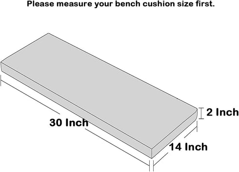 30"x14"x2" Loveboat Washable Bench Cushion, Non-Slip Bench Pad for Shoe Storage, Window, Piano, Dining Greybrown