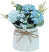 Fake Hydrangeas with Pot, Mini Hydrangea Artificial Flowers, Artificial Plant in Ceramic Vase for Office Desktop