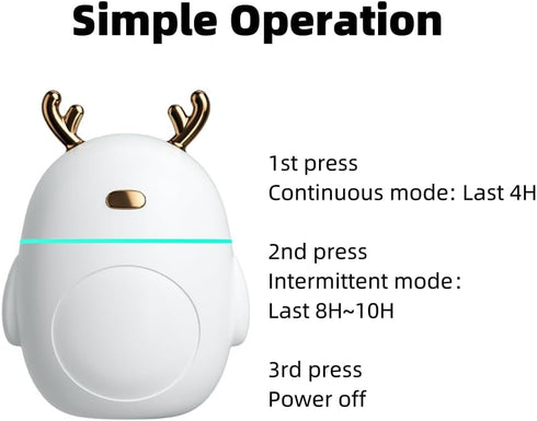 Adorable Diffuser with Ultrasonic Tech, USB-Powered Portable Diffuser for Essential Oils, Small Humidifier for Home