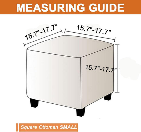 Waterproof Ottoman Cover Square Stretch PU Soft Folding Storage Ottoman Cover with Elastic Bottom Cube Footrest Foot