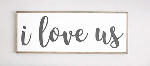 Tamengi I Love Us Wood Sign - Rustic Farmhouse Decor, 6x20inch Wall Mount for Home Events