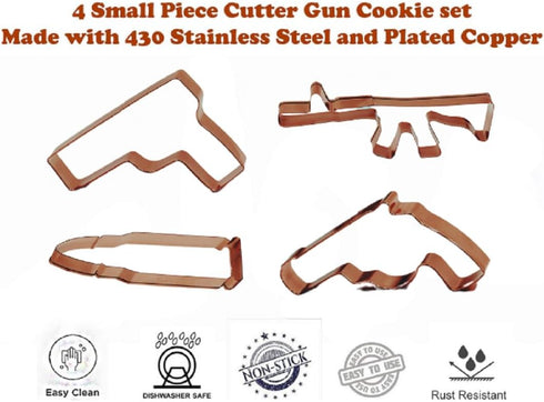 Caliber Gourmet Cookie Cutter Mold Set - Gun Shaped Cutters for Funny Military Theme, Stainless Steel