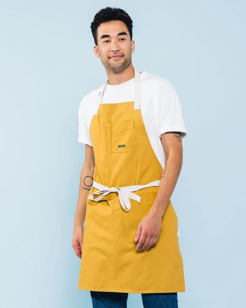 Caldo Daily Cotton Kitchen Apron for Cooking- Mens and Womens Professional Chef or Server Bib Apron - Adjustable Straps