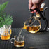 Set Set (6 RORA Lazy Kungfu Glass Tea Semi Automatic Drip Rotating with Infuser Glass Teapot cups)