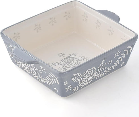 Wisenvoy 8x8 Baking Dish, Hand-Painted Casserole Pan for Oven, Brownie & Lasagna Dish