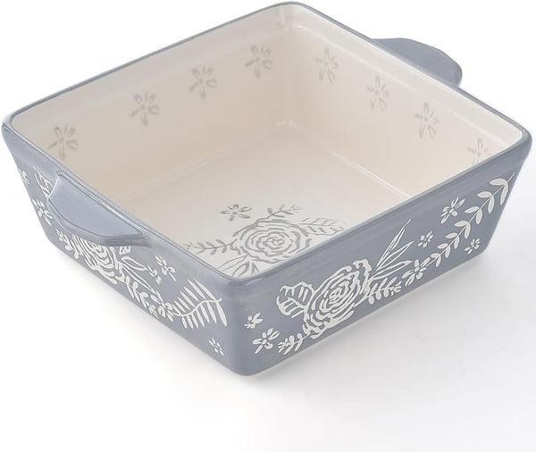 Wisenvoy 8x8 Baking Dish, Hand-Painted Casserole Pan for Oven, Brownie & Lasagna Dish