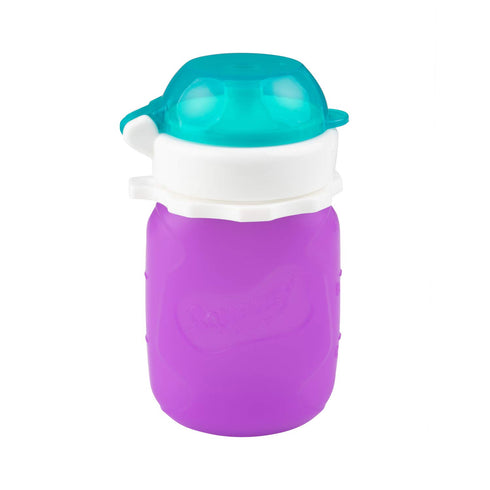 Purple 3.5 oz Squeasy Snacker Spill Proof Silicone Reusable Food Pouch -