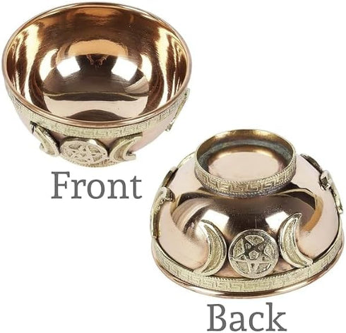 Triple Moon Copper Offering Bowl, 3", Great for Altar, Ritual, Incense Burner, Decoration Bowl