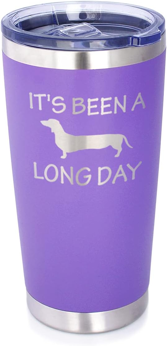 Bevvee Long Day - Insulated Coffee Tumbler Cup with Sliding Lid, Stainless Steel Insulated Mug, Dog Themed Coffee Gifts