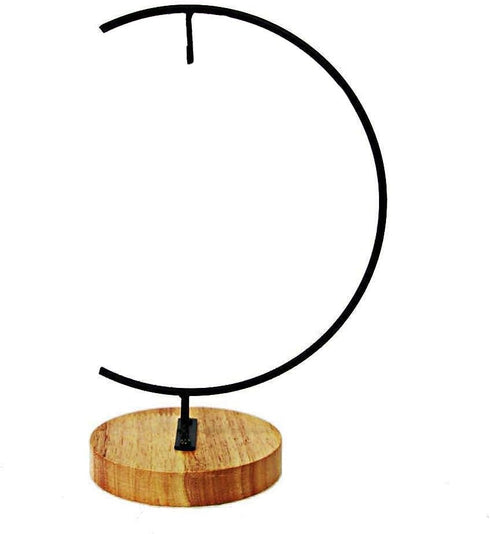 Archi G-Shaped Ornament Display Stand, Iron Pothook Stand for Hanging Glass Terrarium/Picture with Wood Base