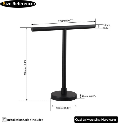 GERZWY Modern Hand Towel Holder Tree Rack Free Standing SUS 304 Stainless Steel Towel Ring, Matte Black DZY06-BK