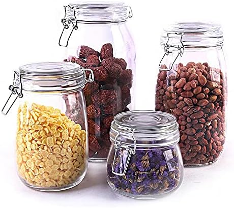 Lokusel 2 10 Oz/300ml Pcs PET Plastic Storage Jars with Airtight Hinged Lids,Durable Clear Wide Mouth canning Jars