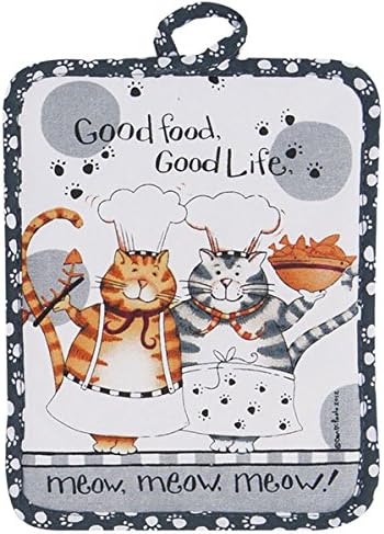 4 Piece Happy Cat Kitchen Set - 2 Terry Towels, Oven Mitt, Potholder
