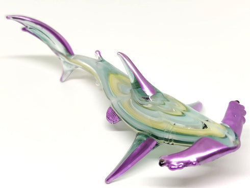 Hammer Shark Figurines - Hand Blown Glass Art Collectible Gift Home Decor (4", Green Yellow)