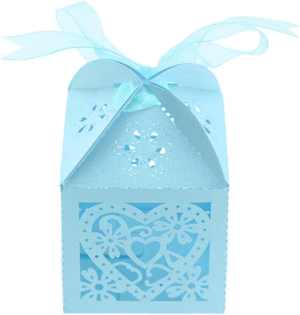 Lucky Monet Love Heart Laser Cut Wedding Candy Gift Box, Chocolate Box for Wedding Favor, Birthday Party (50pcs, Baby