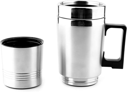Travel Kettle for Car, 500ml Fast Boil Electric Kettle, Stainless Steel Thermal Heated Mug for Tea, Coffee, 12V