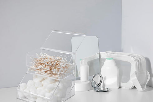 Laundry Pod Holder & Dryer Sheet Dispenser, 2 Compartment Acrylic Container with Lids for Laundry Room Organization
