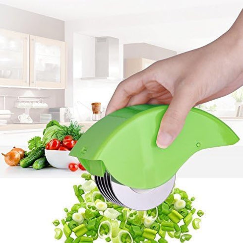 AOZBZ Herb Roller Mincer, Manual Hand Scallion Chive Mint Cutter with 6 Stainless Steel Blades