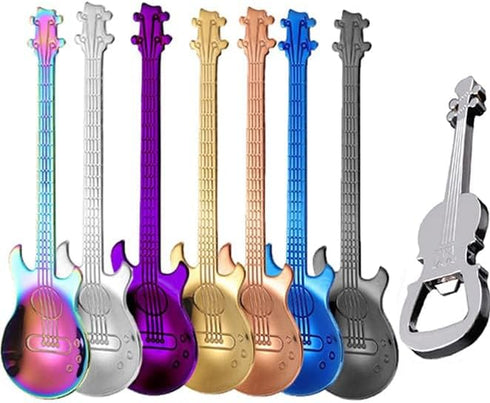ESRISE Guitar Spoons Coffee Teaspoon, Musical Tea Spoons Kitchen Gifts for Men, Stainless Steel Cute Teaspoon