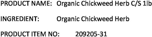 1lb Organic Chickweed Herb C/S