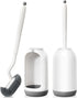 HAMITOR Toilet Bowl Brush Holder Set, 2 Pack Deep Cleaning Silicone Toilet Scrubber with Curved Bristle