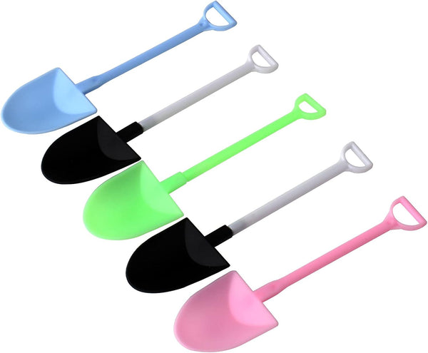 Colorful Novelty Disposable Plastic Shovel Shape Dessert Spoon, Set of 100