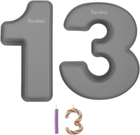Silicone Number Cake Pan, Large 3D Baking Mold for 10 inch Number of 1&3, DIY Forms for Birthday and Wedding Anniversary