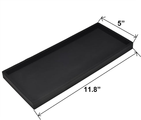 DNC 11.8" Bathroom Counter Tray, Silicone Vanity Tray for Kitchen Sink Soap Holder & Dispenser, Black Countertop