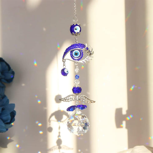 CIXVOEMK 3PCS Blue Sun Catcher Pendant Light Shadow Garden Decor Crystal Wind Chimes Rainbow Garden Sunshine Collection