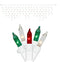 Set of 100 Red, Green, and Clear Frosted Icicle Lights - White Wire
