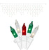 Set of 100 Red, Green, and Clear Frosted Icicle Lights - White Wire
