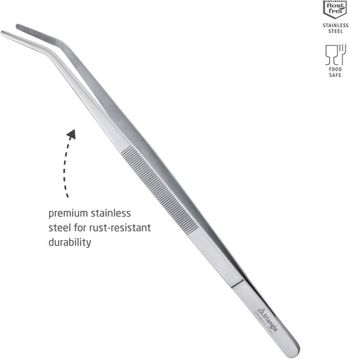 triangle Chef’s and Barbecue Tweezers, 13.8 in. (35 cm), Stainless Steel Culinary Tweezers for Grilling, Dishwasher Safe