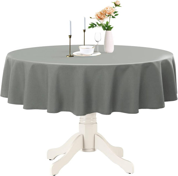 Romanstile Round Waterproof Tablecloth, Stain Resistant Washable Table Covers, Light Grey, 70 Inch