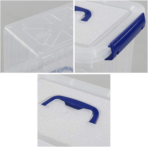 Ggbin 4 Pack 6 Quart Latching Storage Box - Small Lidded Storage Container Bin with Handle, Clear