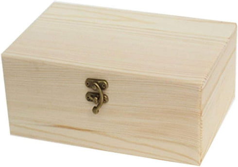 Zhou Pine Wood Storage Box - Natural DIY Accessories Set with Hinged Lid, Perfect for Art Lovers and Family Collections