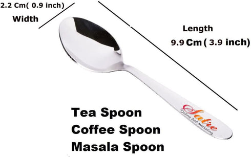 Stainless Steel Spice Box Spoons Set of 12, Silver