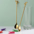 Long Handle Iced Tea Spoons Set of 6, Comicfs 7.6" Gold Leaf Cocktail Stirring Spoons, Dishwasher Safe
