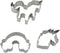 3-Piece Unicorn Cookie Cutter Set, Stainless Steel Unicorn, Rainbow & Head Shapes, Dishwasher Safe