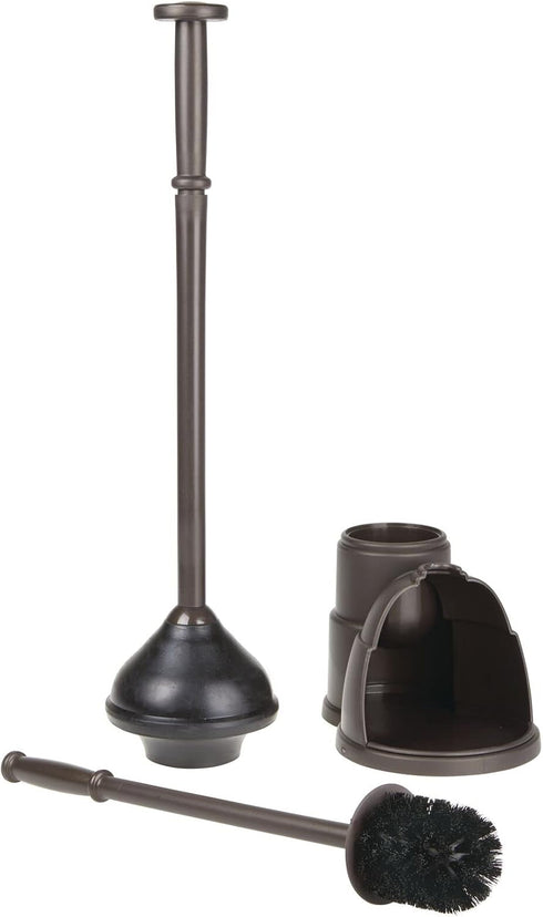 Set Set mDesign Plunger and Brush for Toilet Bowl - Hidden, Modern Toilet Brush and Plunger with Caddy - Brush Cleaner
