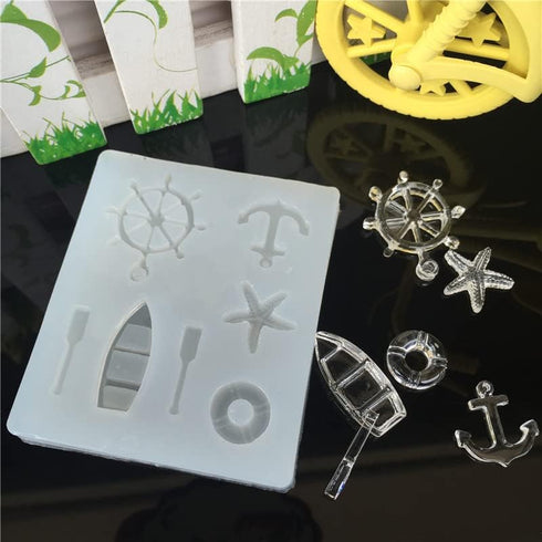 Small Sea Oar Boat Anchor Star Rudder Lifebuoy Silicone Mold Tools for Chocolate, Candies, Ice Cubes