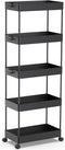 SPACEKEEPER 5-Tier Rolling Cart, Bathroom Storage Organizer Utility Cart, Mobile Shelving Unit