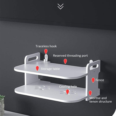 Denpetec Set-Top Floating Shelf for TV Components,TV Box Shelf Thick DVD Player, Wall Hanging Shelf Punching-Free