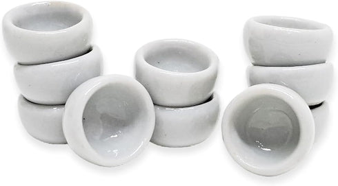 " Inch Diameter White Round Ceramic Sauce Bowls, Set of 10 Pieces Miniature Tableware