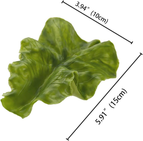 DinQ 10 Pieces Fake Lettuce Leaves Artificial Green Vegetables Plastic Realistic Salad for Holiday Home Kitchen Cabinet